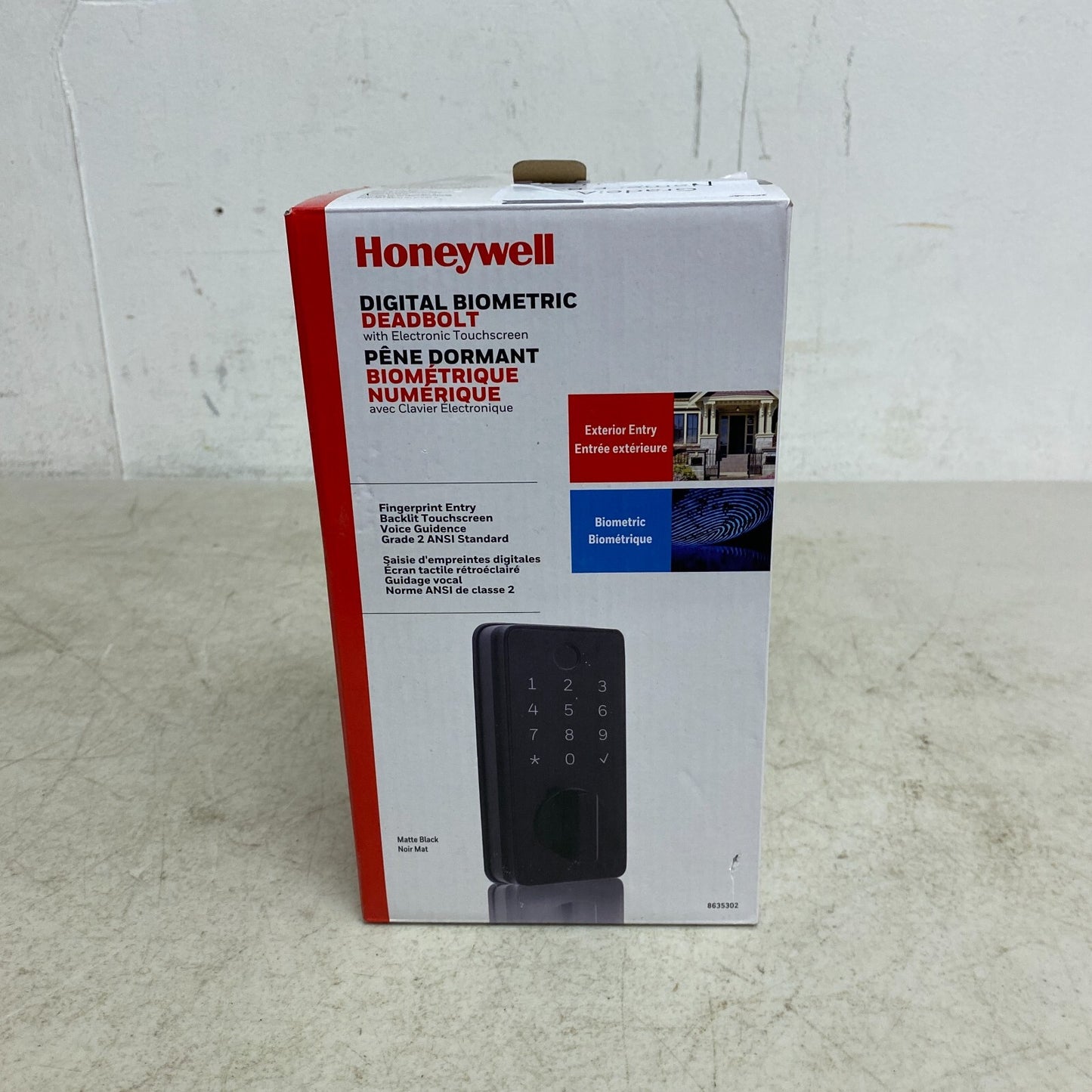 Honeywell Digital Biometric Deadbolt W/Electronic Touchscreen 8635302 Black