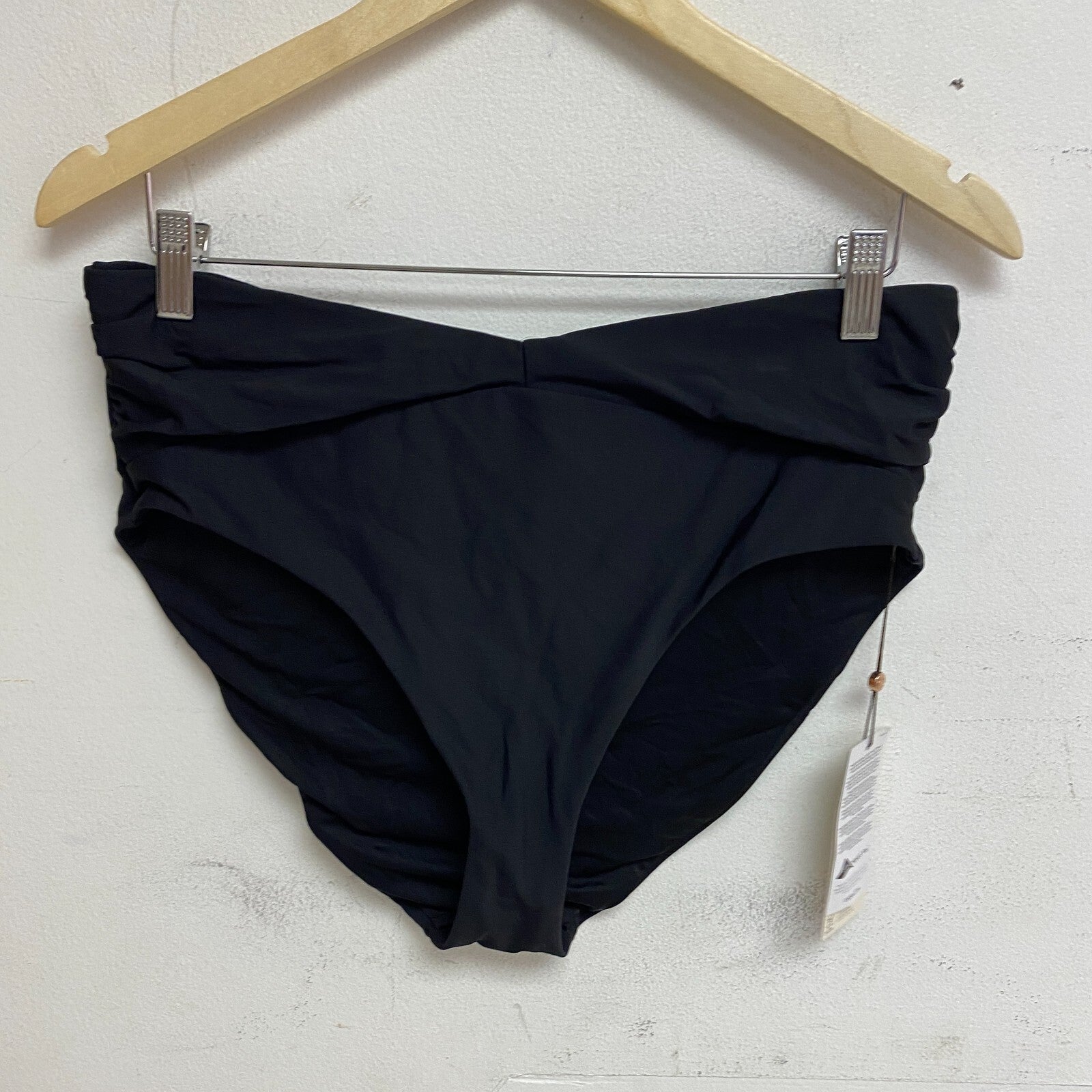 CALIA Women's Swim Collection High Rise Shirred V Front Bottom Black WSA23407